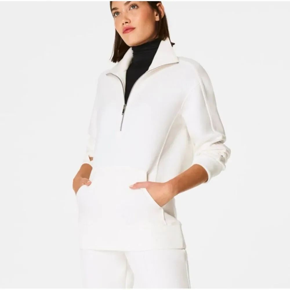 SPANX AirEssentials® Luxe Half Zip Tunic sweater powder white XS